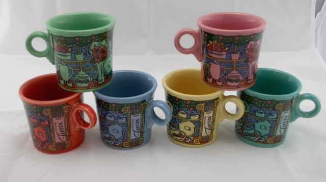 Fiesta® Holiday Christmas Vintage 6-Piece Mug Set, 1995 Exclusive