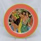 210S1--8341-Hawaiiana-Ware--Gals--Festival-of-the-Sea-Charger-Wall-Plate-Chartreuse-_-Persimmon-Rim-12-in.-FACTORY-SAMPLE-by-HLC-for-Lynn-Krantz-Dish-Books-RETIRED...jpg