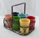 6 Pc. Tumbler Set-With Black Iron Caddy in Scar,Jun,Apricot,Yel, SR, SM Gr. Product Photo