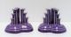 Lilac Pair (2) Pyramid Candlestick Holders w/Factory Boxes